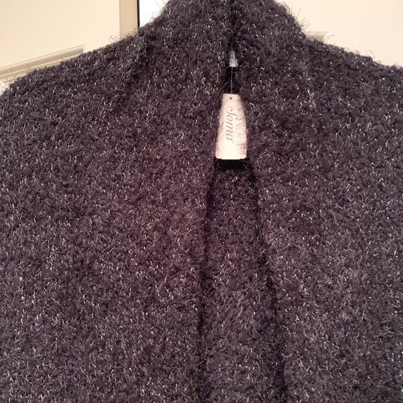 NEW Soma Cozy Lounge Knit Eyelash Wrap Pocket Scarf O/S Black Sparkle - Picture 3 of 6